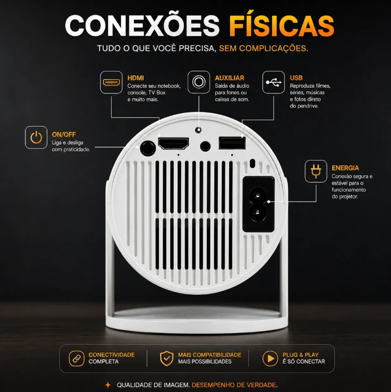 Projetor Portátil 4k Hd Android 11.0 Smart Wifi 5g Bluetooth