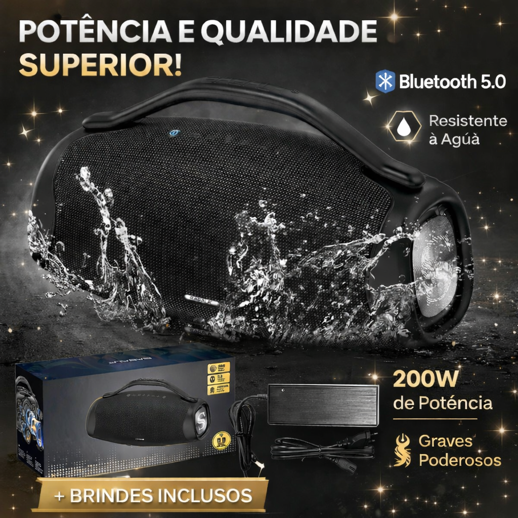 🔥 QUEIMA DE ESTOQUE!! 🔥 Caixa de Som Premium Boombox DR-909 Bluetooth 200w 39000mah Tws Ipx6.