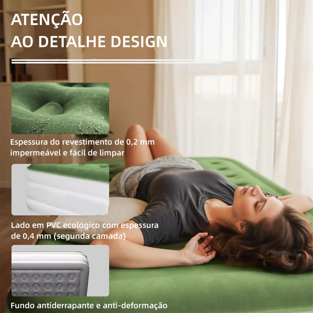🔥Colchão Inflável Queen Casal Cama De Campanha Bomba Inflável Com Bateria De Lítio Integrada JOYFOX - Oferta limitada!🔥