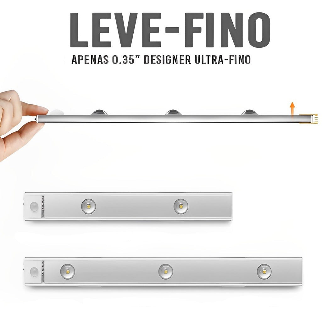Luminária LED Fina Com Sensor de Presença Recarregável