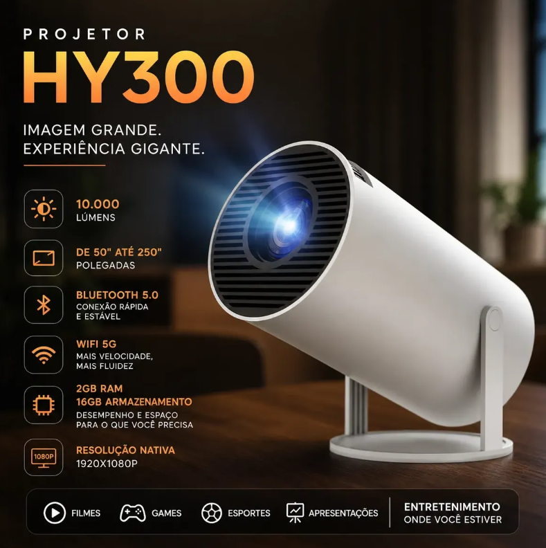 Projetor Portátil 4k Hd Android 11.0 Smart Wifi 5g Bluetooth
