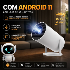 Projetor Portátil 4k Hd Android 11.0 Smart Wifi 5g Bluetooth
