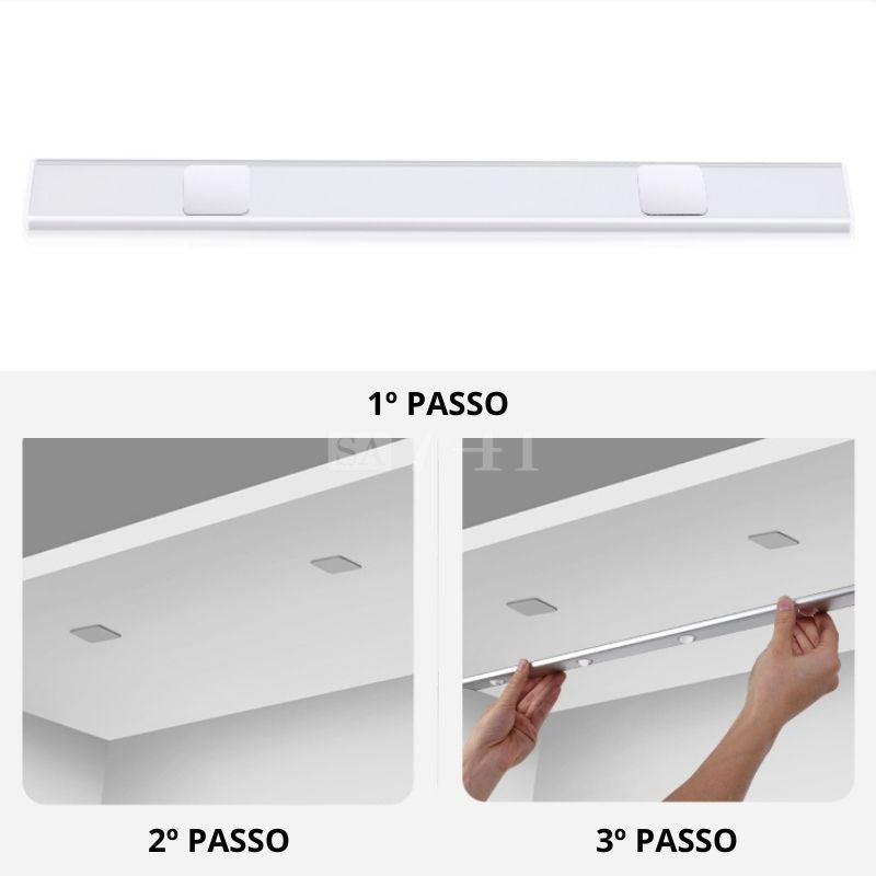 Luminária LED Fina  Com Sensor de Presença Recarregável