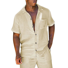 Conjunto de Linho Masculino - Camisa e Bermuda