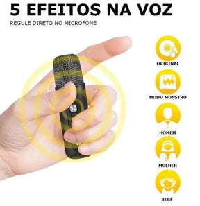 Karaokê Premium com 2 Microfones Sem Fio Garanta a diversão das suas festas com som potente !